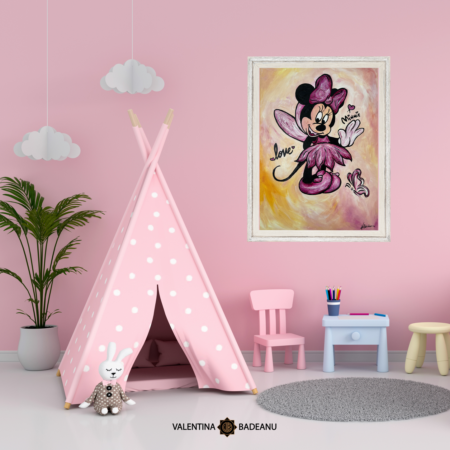 Tablou pictat manual Minnie Mouse