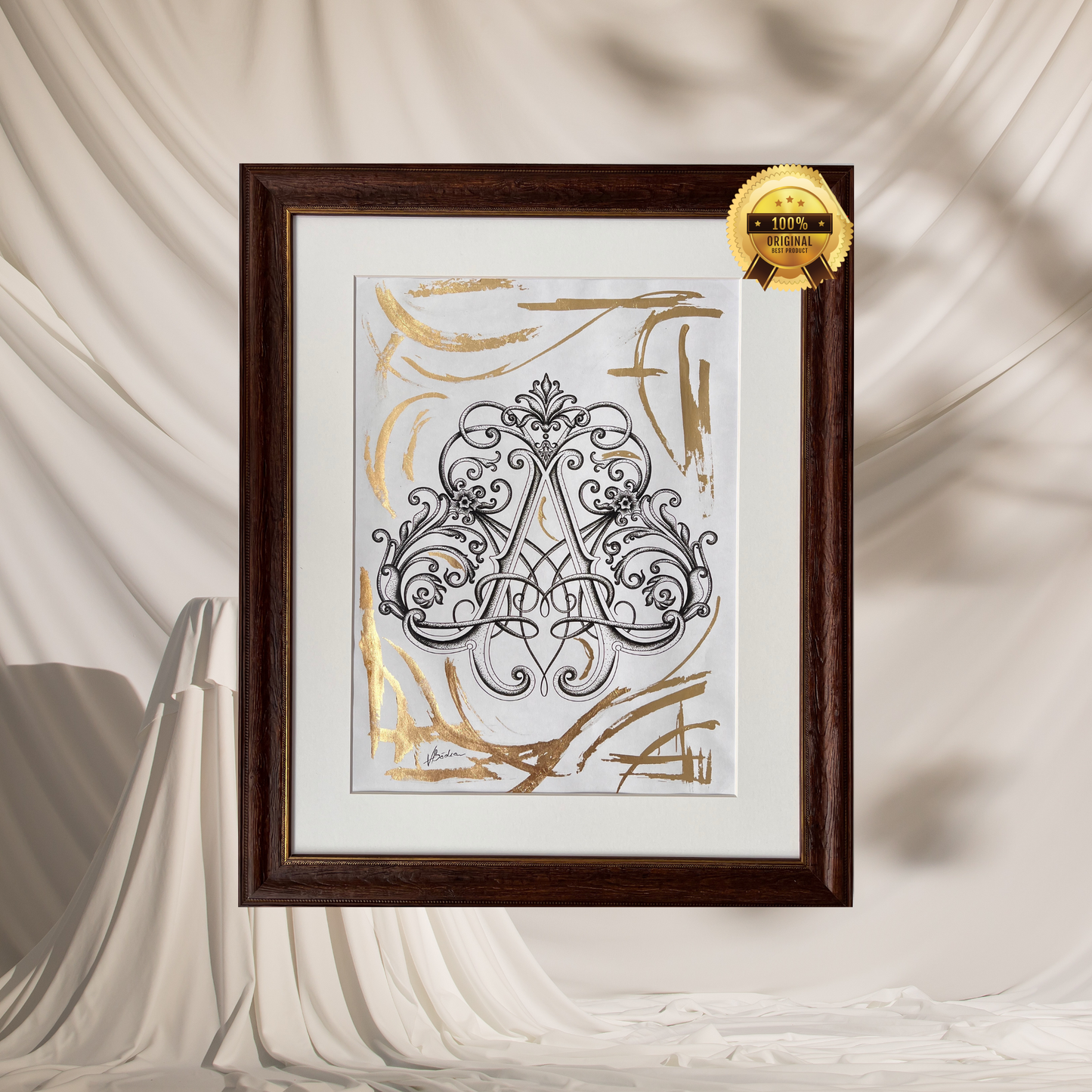 A Original Monogram - 24K Gold Foil, Wenge frame