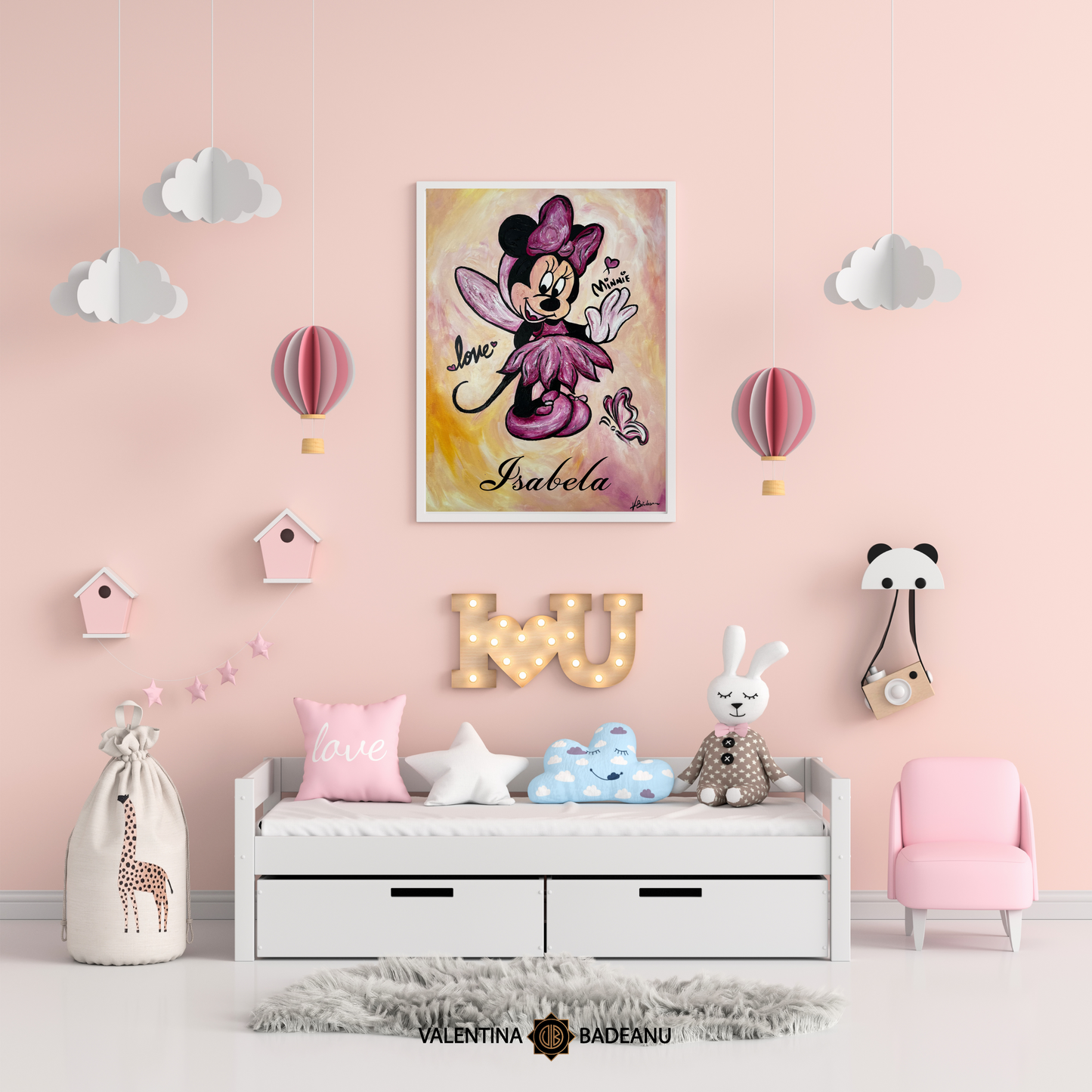 Tablou pictat manual Minnie Mouse