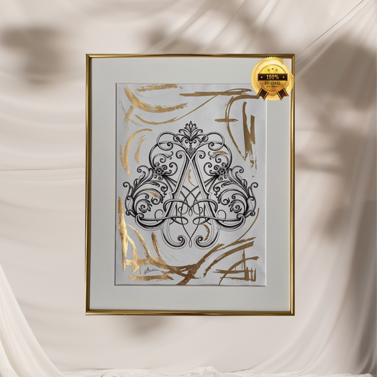 A Original Monogram - 24K Gold Foil, Gold frame